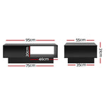 Artiss Coffee Table Led Lights Black - Furniture > Living Room > Coffee Tables