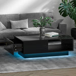 Artiss Coffee Table Led Lights Black - Furniture > Living Room > Coffee Tables