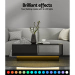 Artiss Coffee Table Led Lights Black - Furniture > Living Room > Coffee Tables