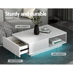 Artiss Coffee Table Led Lights White - Furniture > Living Room