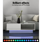 Artiss Coffee Table Led Lights White - Furniture > Living Room