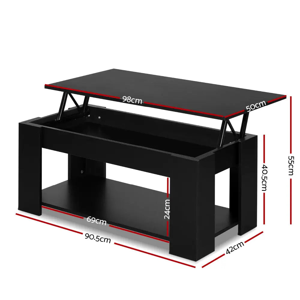Artiss Coffee Table Lift-top Coffee Table Black - Furniture > Living Room