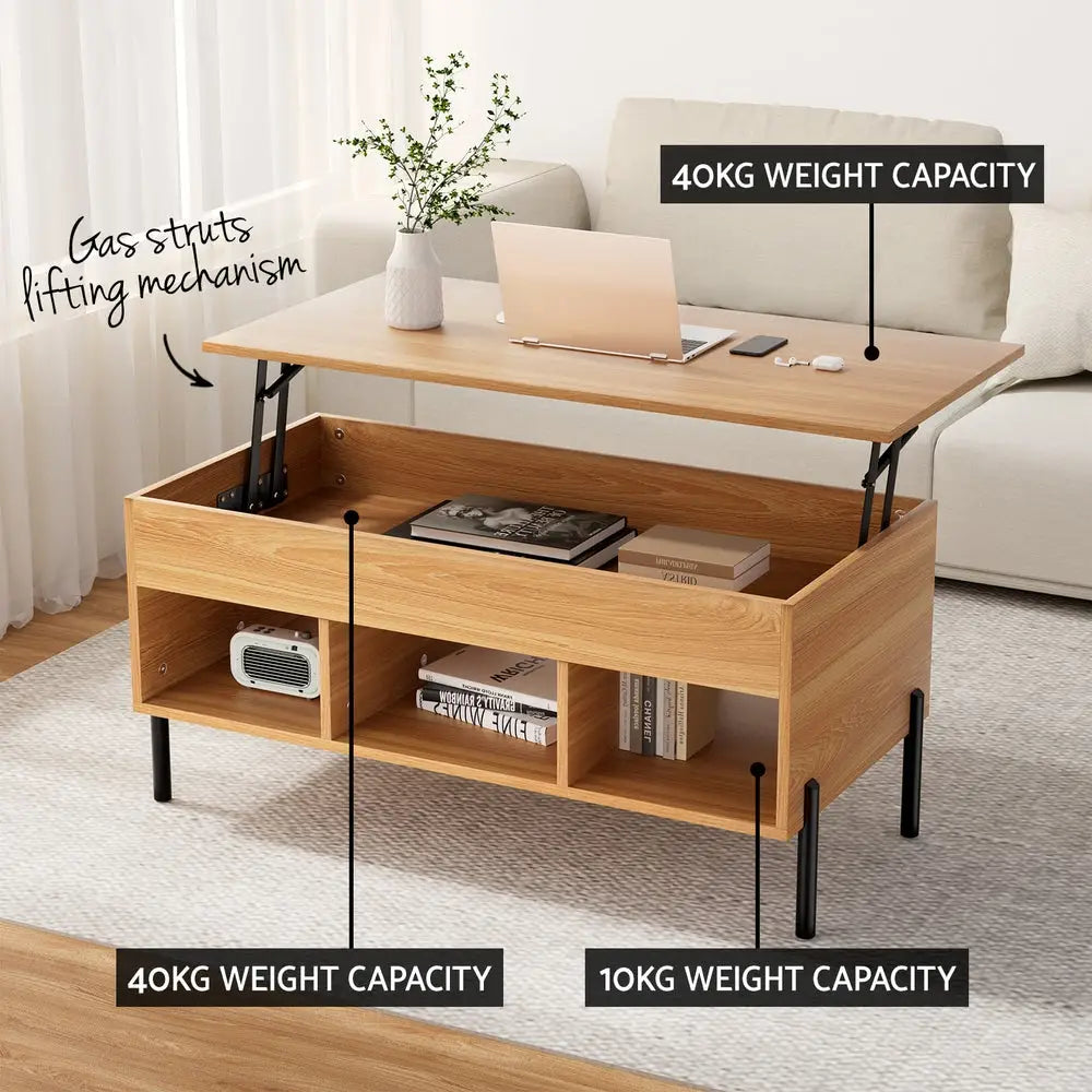 Artiss Coffee Table Lift-top Oak - Furniture > Living Room > Coffee Tables