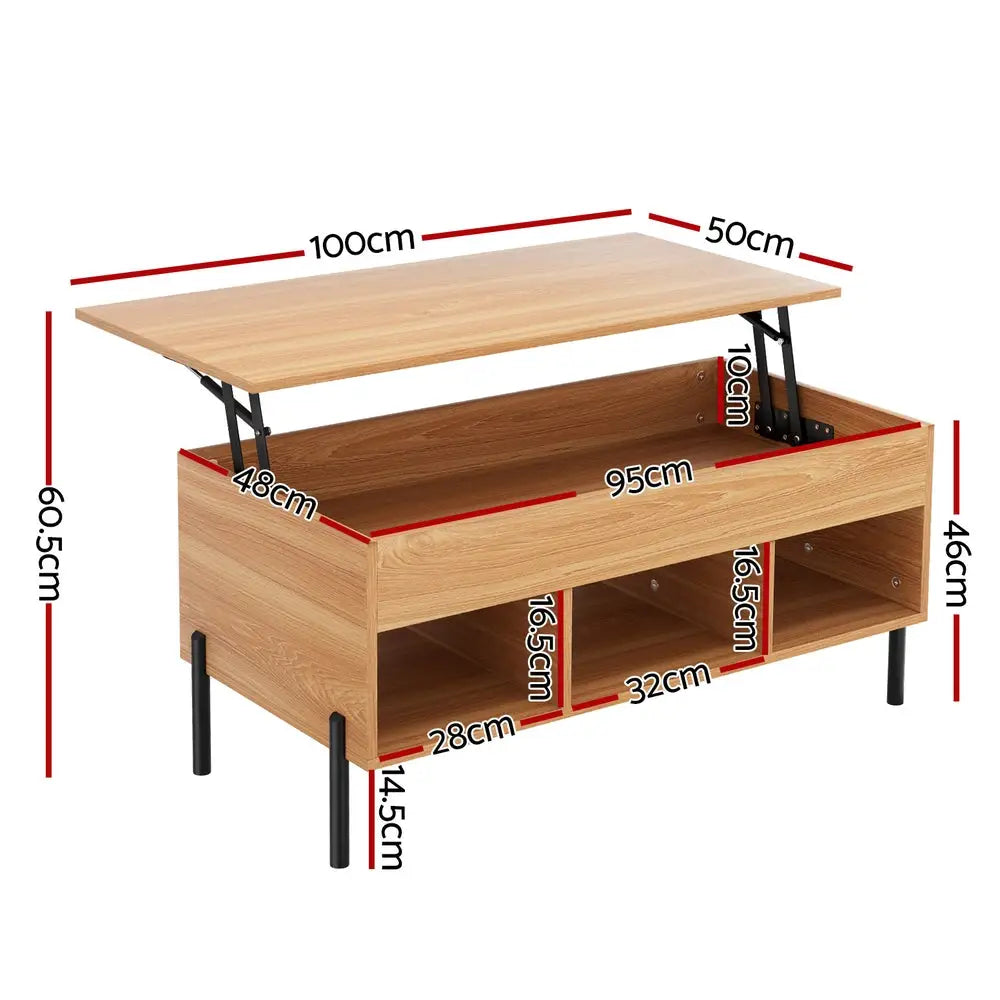 Artiss Coffee Table Lift-top Oak - Furniture > Living Room > Coffee Tables