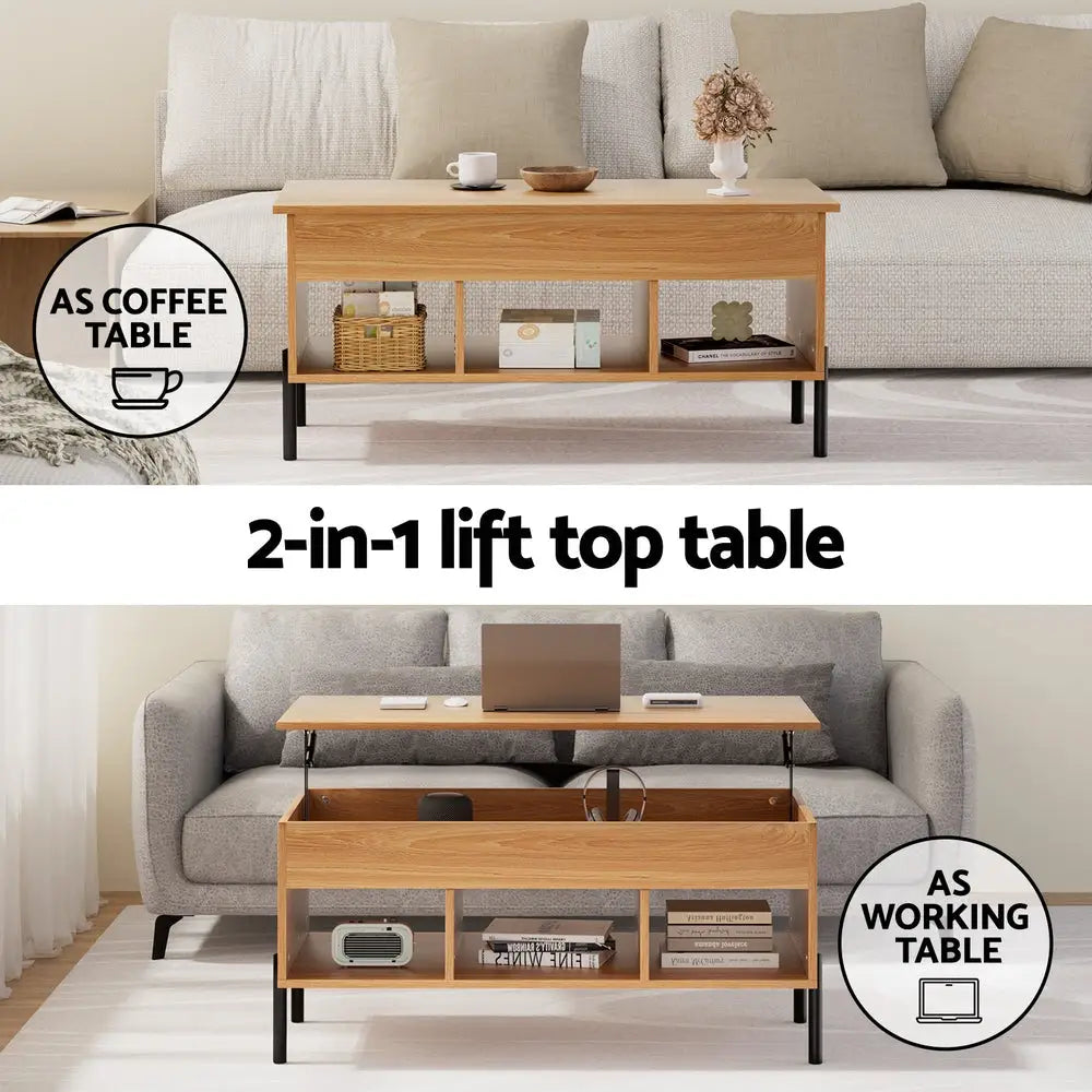 Artiss Coffee Table Lift-top Oak - Furniture > Living Room > Coffee Tables