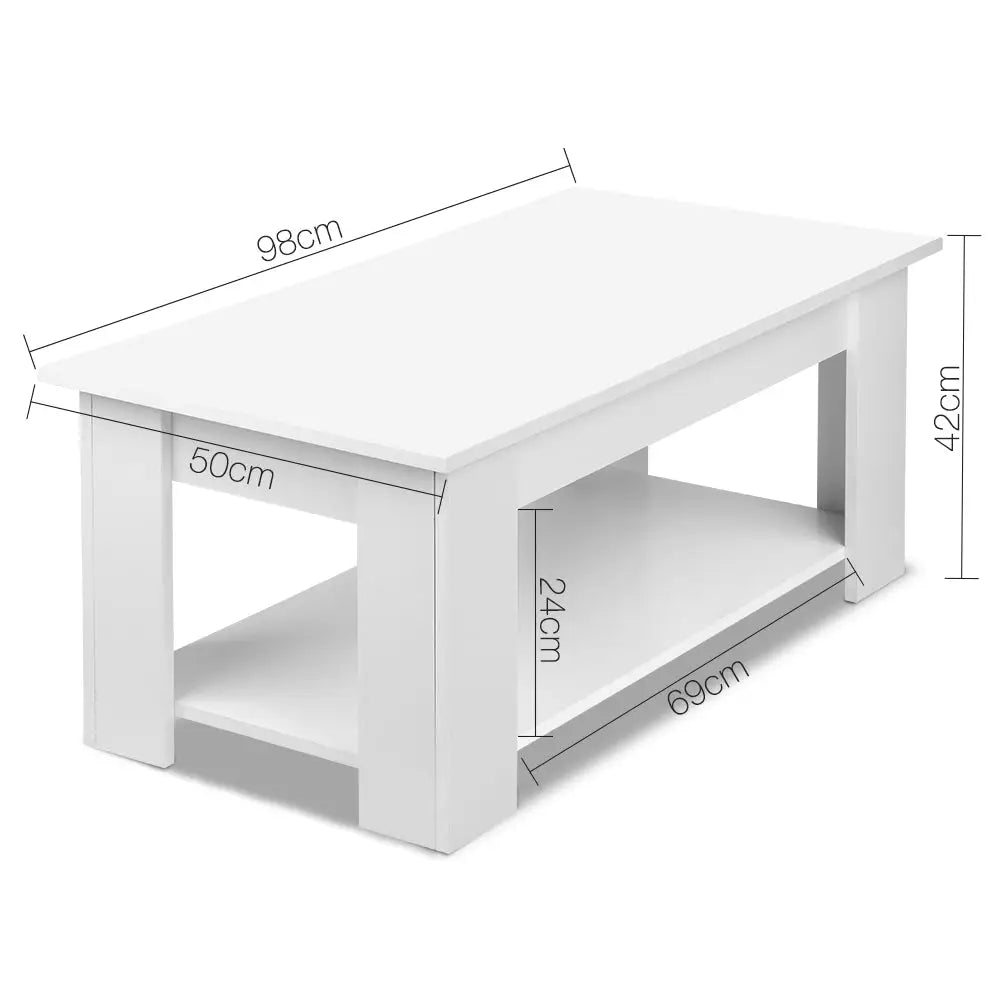 Artiss Coffee Table Lift-top Coffee Table White - Furniture > Living Room