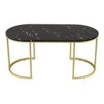 Artiss Coffee Table Marble Effect Black - Furniture > Living Room > Coffee Tables