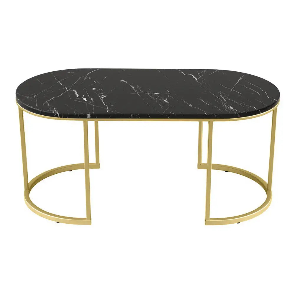 Artiss Coffee Table Marble Effect Black - Furniture > Living Room > Coffee Tables