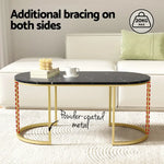 Artiss Coffee Table Marble Effect Black - Furniture > Living Room > Coffee Tables