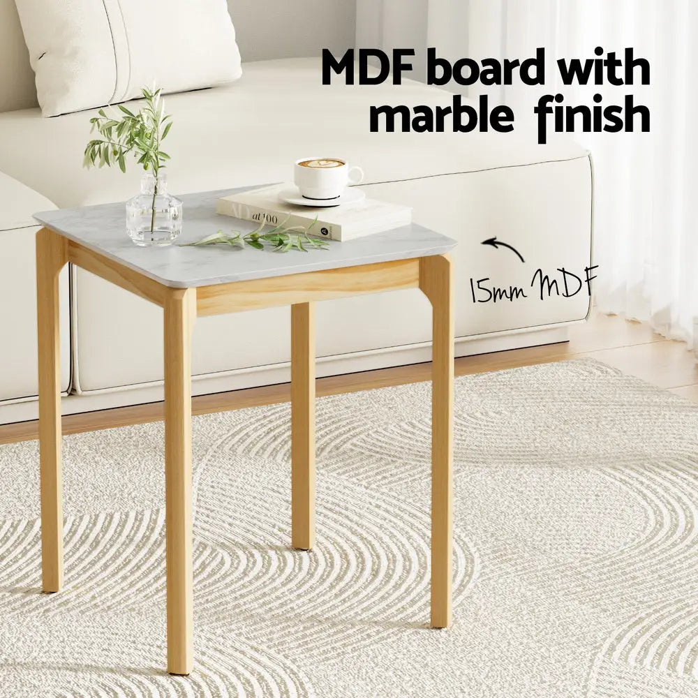 Artiss Coffee Table Marble Effect Square - Furniture > Living Room > Coffee Tables