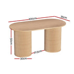 Artiss Coffee Table Oval 100CM Pine Samuel - Furniture > Living Room