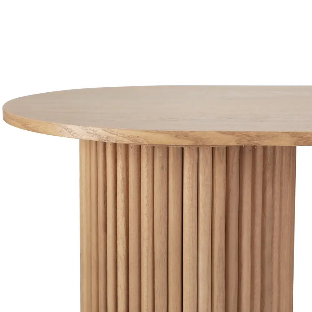 Artiss Coffee Table Oval 100CM Pine Samuel - Furniture > Living Room