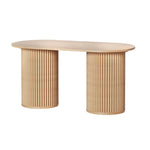 Artiss Coffee Table Oval 100CM Pine Samuel - Furniture > Living Room