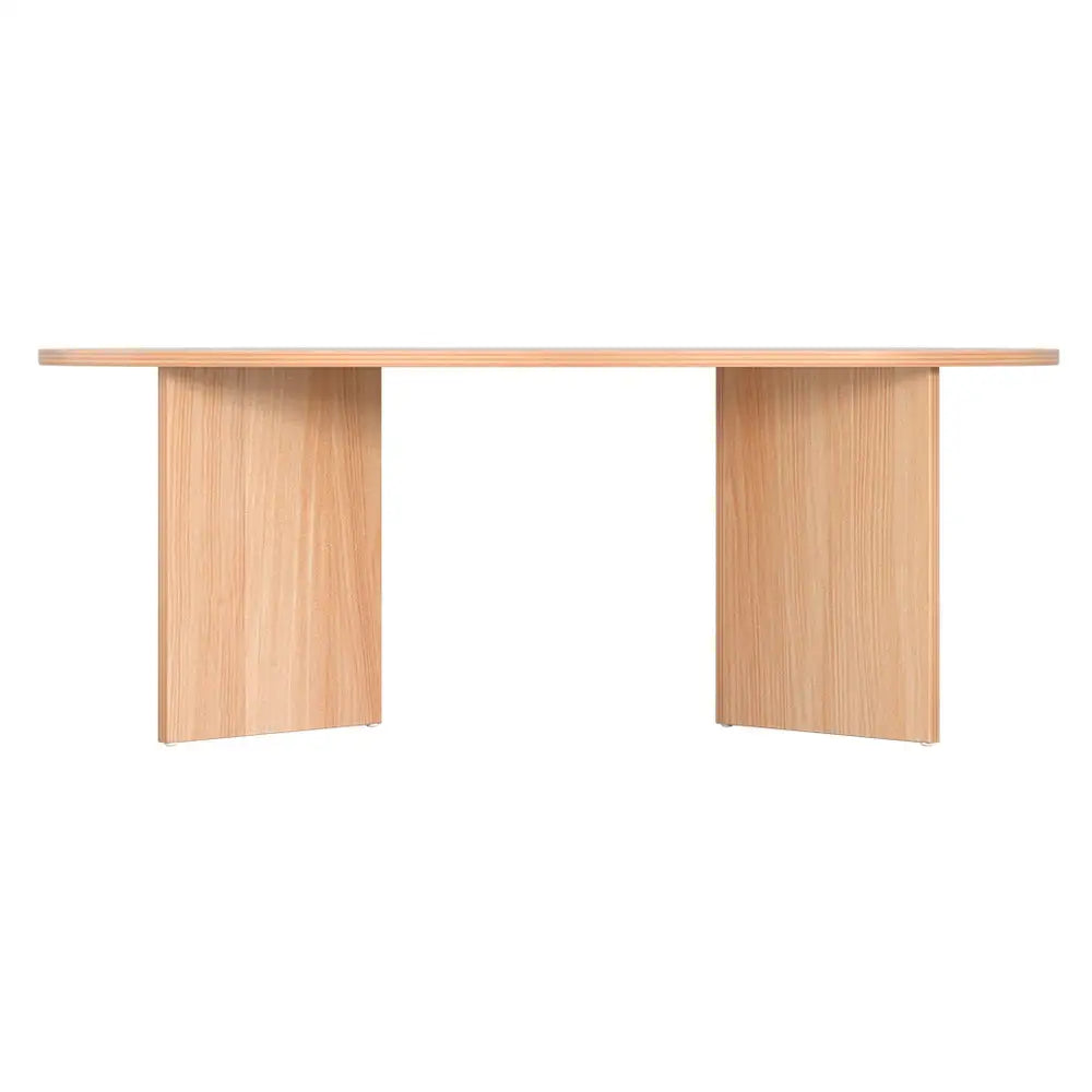 Artiss Coffee Table Oval 110CM Pine Alva - Furniture > Living Room > Coffee Tables