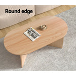 Artiss Coffee Table Oval 110CM Pine Alva - Furniture > Living Room > Coffee Tables