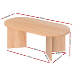 Artiss Coffee Table Oval 110CM Pine Alva - Furniture > Living Room > Coffee Tables