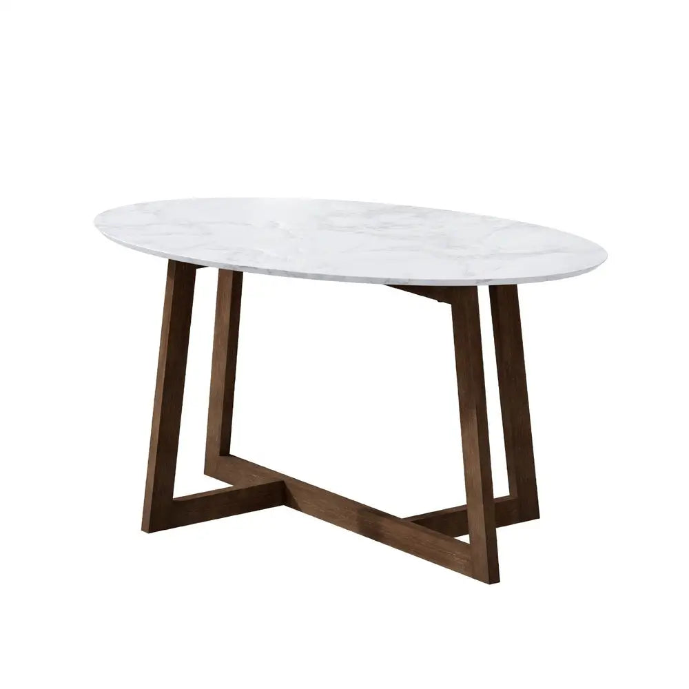 Artiss Coffee Table Oval Marble Effect - Furniture > Living Room > Coffee Tables