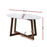 Artiss Coffee Table Oval Marble Effect - Furniture > Living Room > Coffee Tables