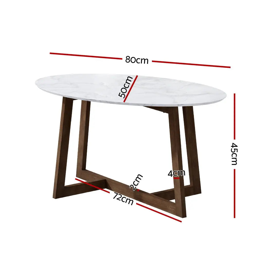 Artiss Coffee Table Oval Marble Effect - Furniture > Living Room > Coffee Tables
