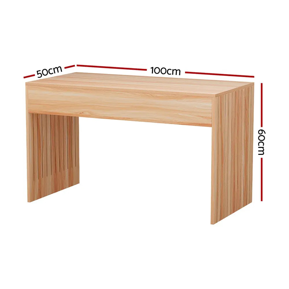 Artiss Coffee Table Rectangle Fluted Side 100CM - Furniture > Living Room > Coffee Tables