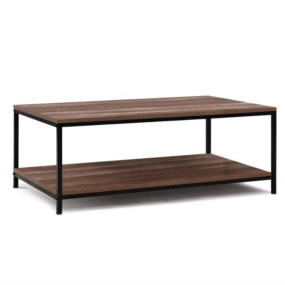 Artiss Coffee Table Rectangular 93CM Walnut Olin - Furniture > Living Room