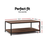 Artiss Coffee Table Rectangular 93CM Walnut Olin - Furniture > Living Room