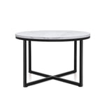 Artiss Coffee Table Round 70CM Marbel Effect - Furniture > Dining