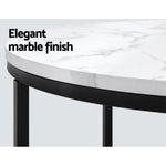 Artiss Coffee Table Round 70CM Marbel Effect - Furniture > Dining