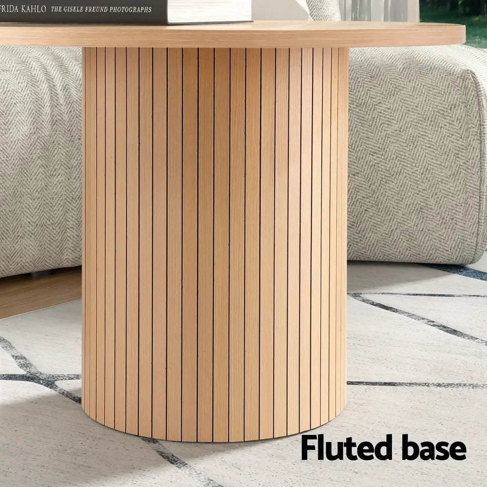 Artiss Coffee Table Round Fluted - Furniture > Living Room > Coffee Tables