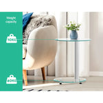 Artiss Coffee Table Round Tempered Glass Side End Beside Tables Cafe 45cm - Furniture > Dining