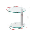 Artiss Coffee Table Round Tempered Glass Side End Beside Tables Cafe 45cm - Furniture > Dining