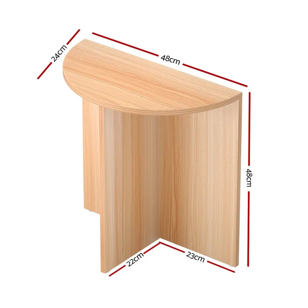 Artiss Coffee Table Semi-circle 48CM Pine Elva - Furniture > Living Room > Coffee Tables