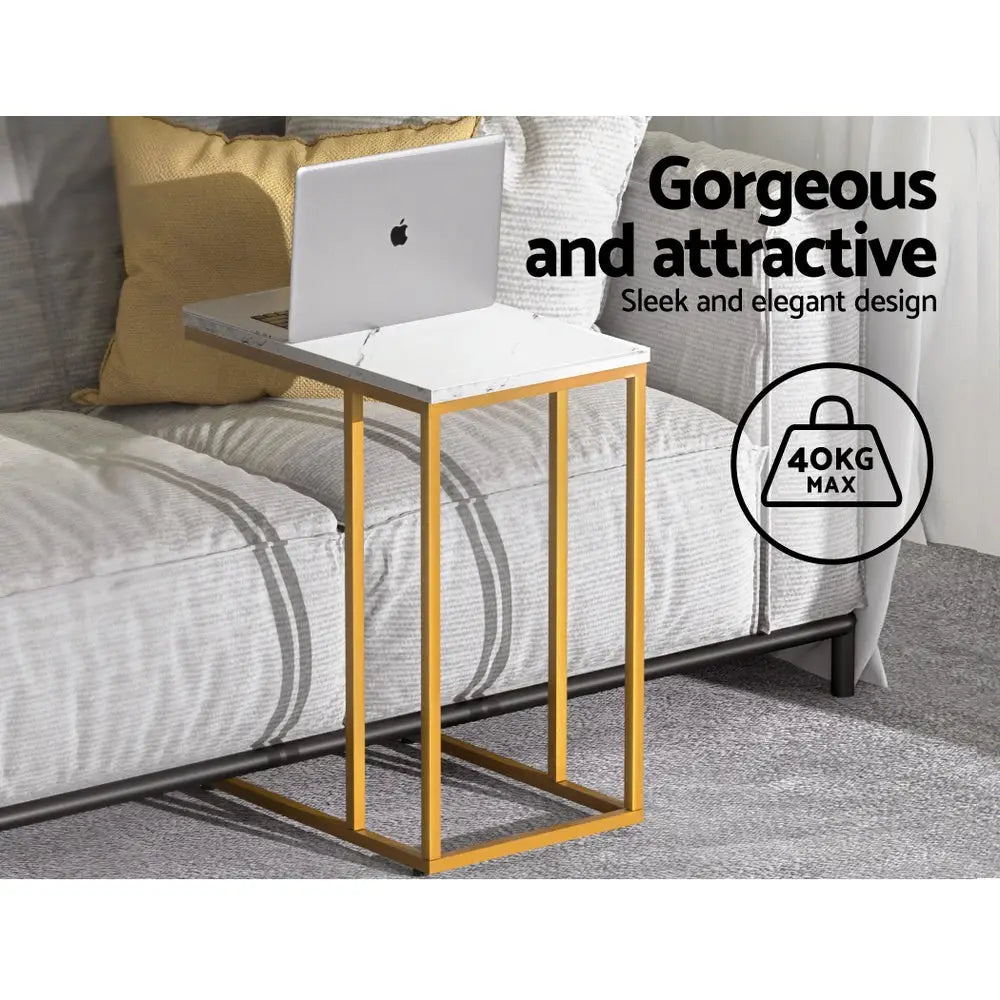 Artiss Coffee Table Side Table Marble Effect Emma - Furniture > Living Room