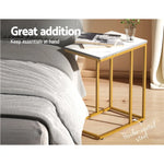 Artiss Coffee Table Side Table Marble Effect Emma - Furniture > Living Room