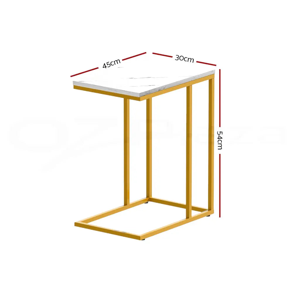Artiss Coffee Table Side Table Marble Effect Emma - Furniture > Living Room
