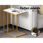 Artiss Coffee Table Side Table Marble Effect Emma - Furniture > Living Room