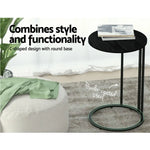 Artiss Coffee Table Side Table Round Black Martha - Furniture > Living Room