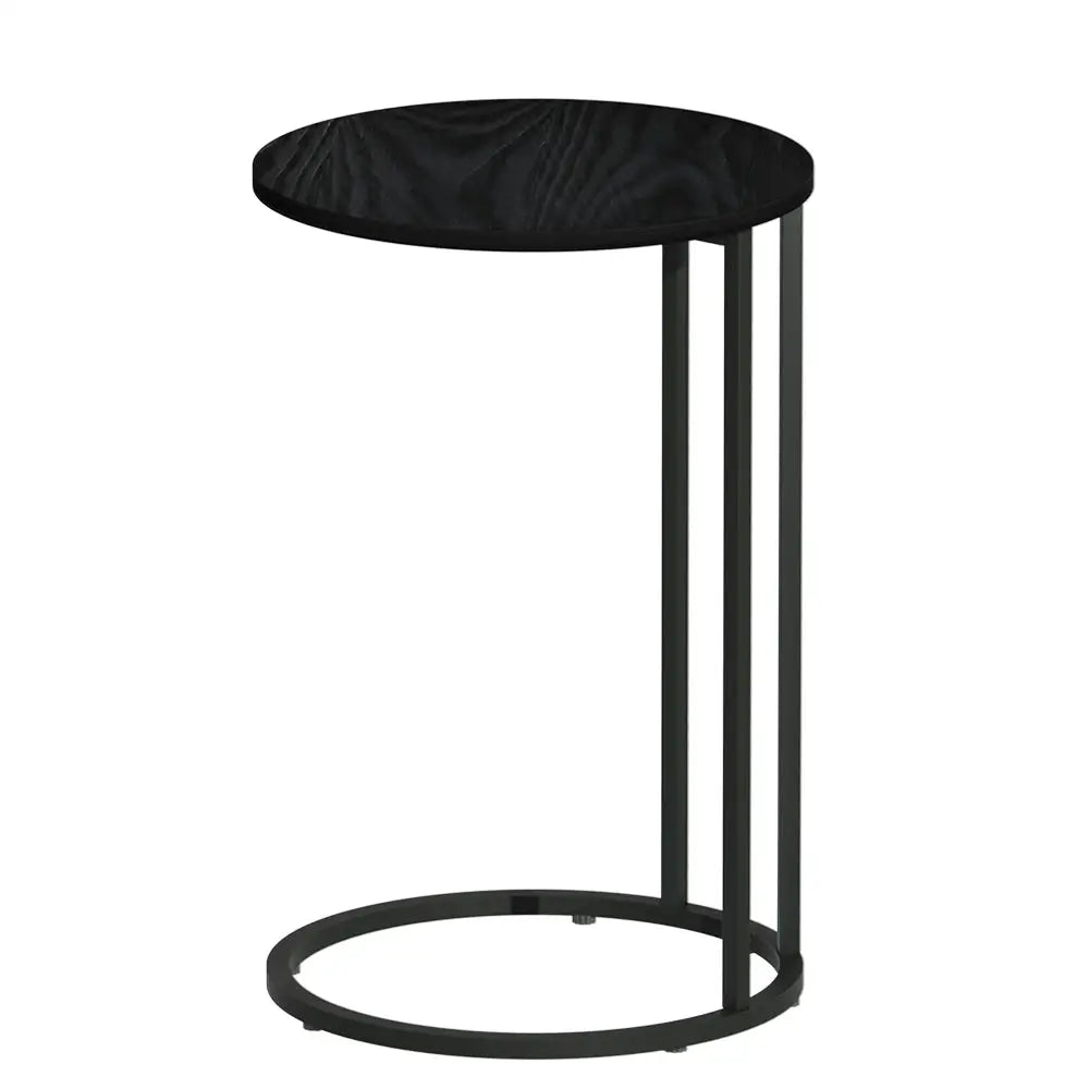 Artiss Coffee Table Side Table Round Black Martha - Furniture > Living Room