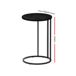 Artiss Coffee Table Side Table Round Black Martha - Furniture > Living Room