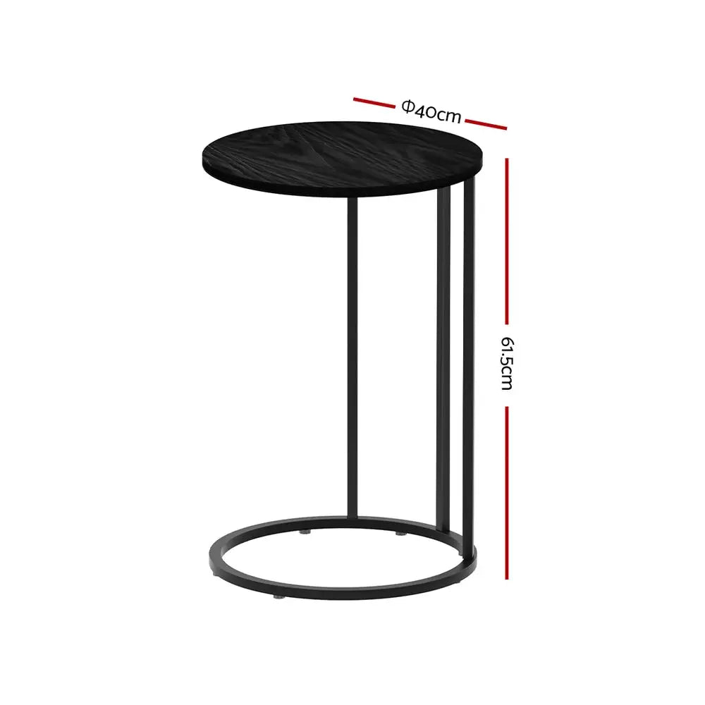 Artiss Coffee Table Side Table Round Black Martha - Furniture > Living Room