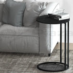 Artiss Coffee Table Side Table Round Black Martha - Furniture > Living Room
