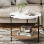 Artiss Coffee Table Side Table Round White Cedric - Furniture > Living Room