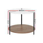 Artiss Coffee Table Side Table Round White Cedric - Furniture > Living Room