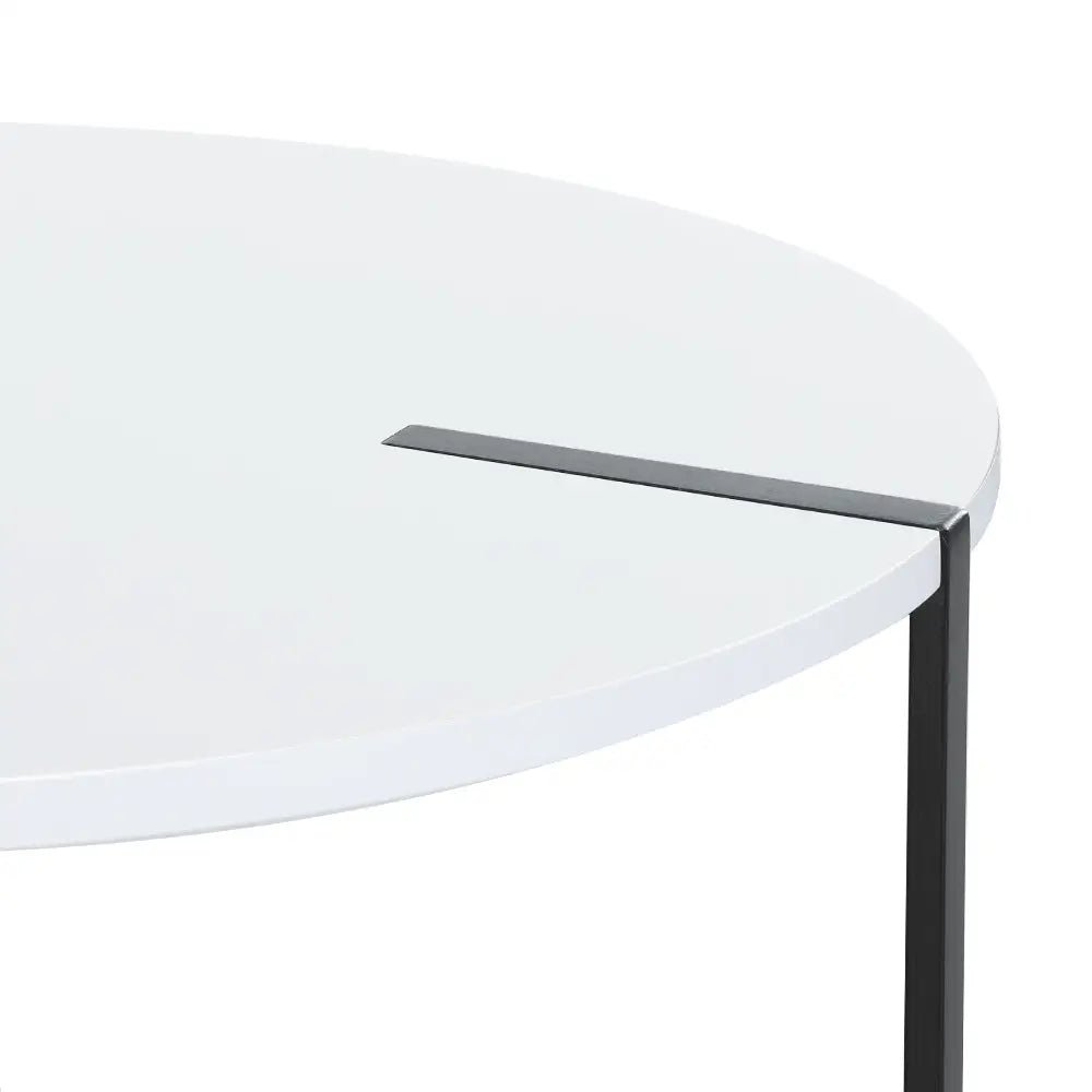 Artiss Coffee Table Side Table Round White Cedric - Furniture > Living Room
