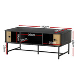 Artiss Coffee Table Sliding Drawer Door Black Boris - Furniture > Living Room