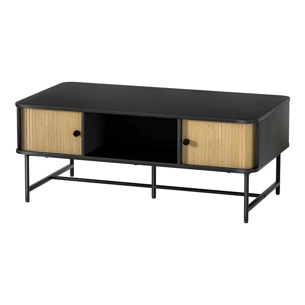 Artiss Coffee Table Sliding Drawer Door Black Boris - Furniture > Living Room