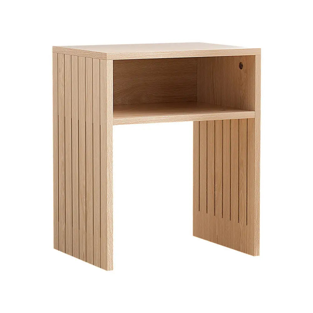 Artiss Coffee Table Storage Shelf Fluted Side Pine - Furniture > Living Room > Coffee Tables