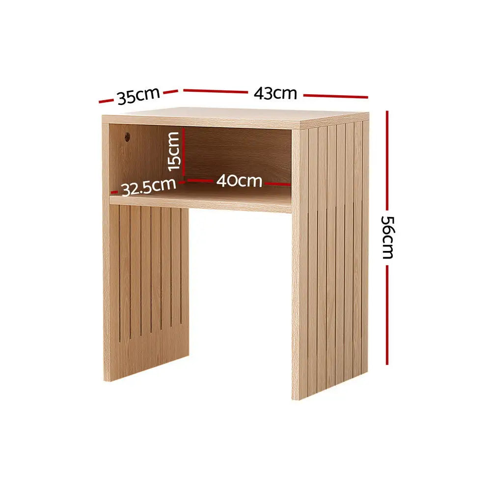 Artiss Coffee Table Storage Shelf Fluted Side Pine - Furniture > Living Room > Coffee Tables