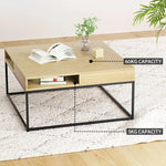 Artiss Coffee Table Storage Shelf Metal Frame - Furniture > Outdoor > Outdoor Chairs