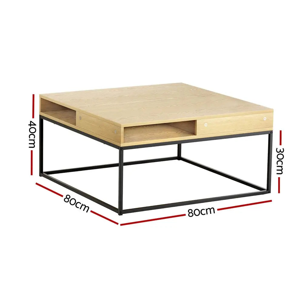 Artiss Coffee Table Storage Shelf Metal Frame - Furniture > Outdoor > Outdoor Chairs